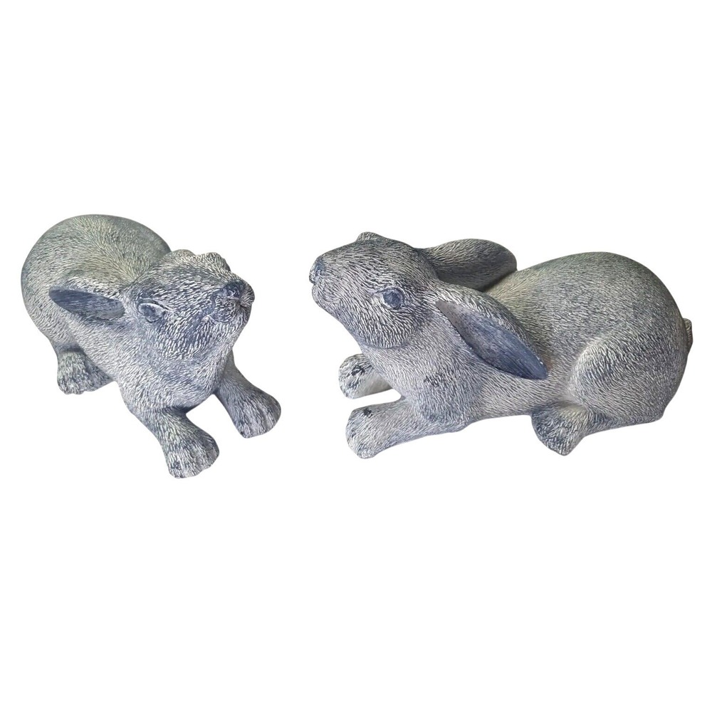 Hobby Lobby Gray Resin Rabbit Figurines Set 2 Easter 2020 Fashion Table Pieces